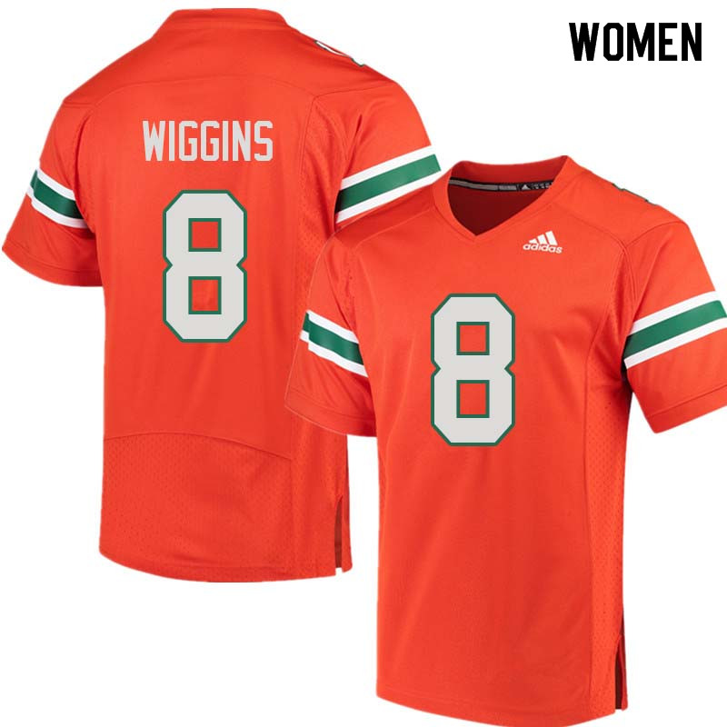 Women Miami Hurricanes #8 Daquris Wiggins College Football Jerseys Sale-Orange